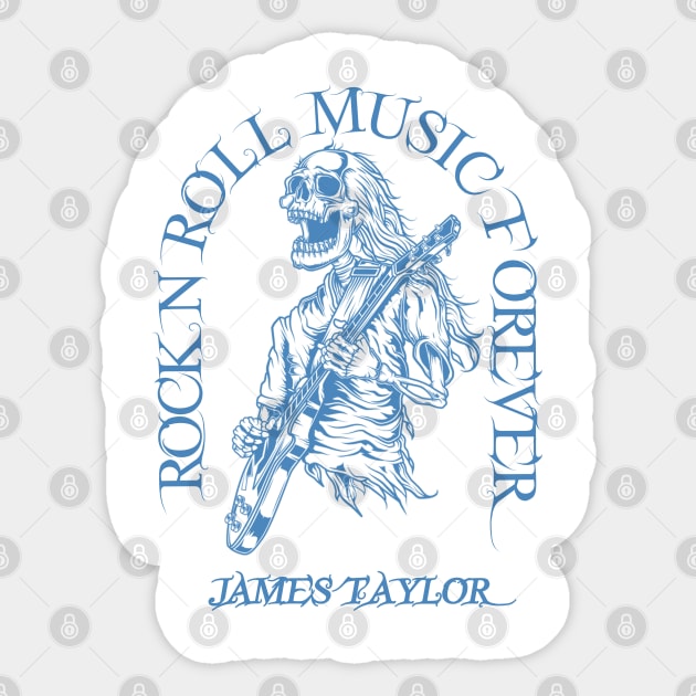 James Taylor /// Skeleton Guitar Player Sticker by Stroke Line